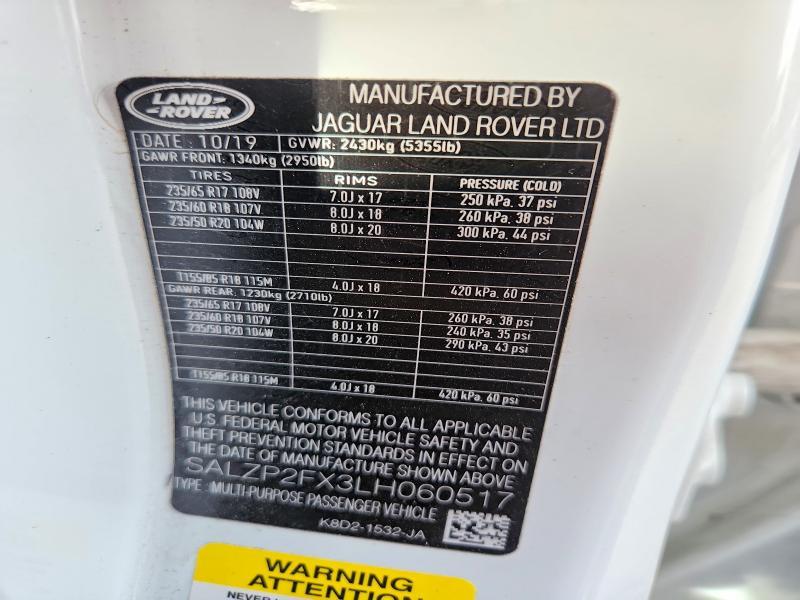 2020 Land Rover Range Rover — VIN SALZP2FX3LH060517, şəkil 13