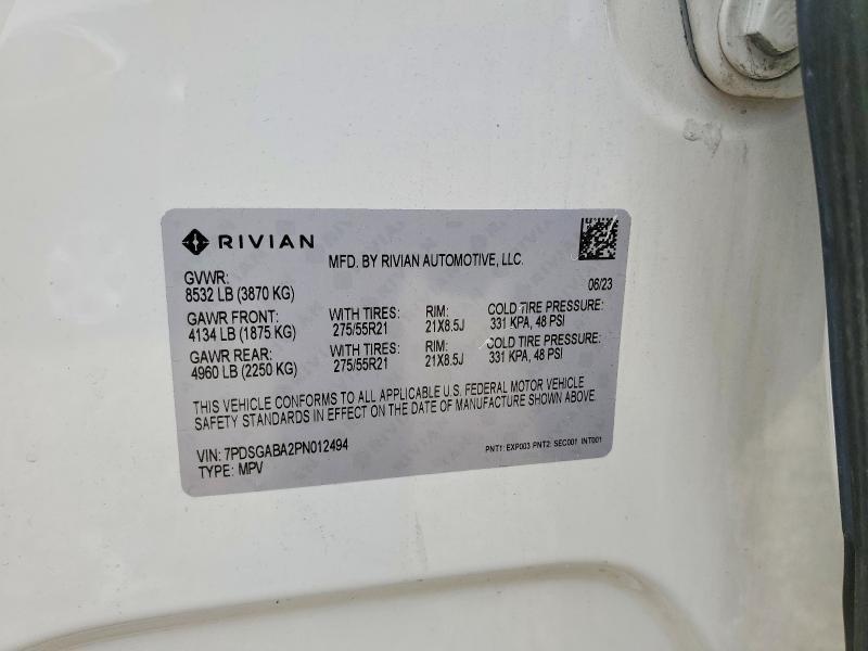 2023 Rivian R1S — VIN 7PDSGABA2PN012494, şəkil 14