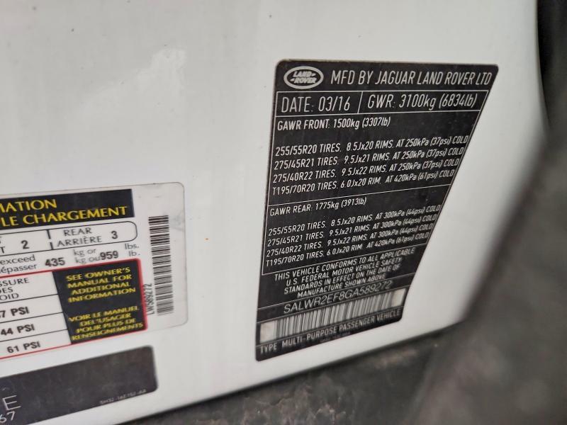 SALWR2EF8GA589272 2016 Land Rover Range Rover photo no. 13