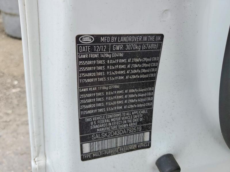 SALSK2D43DA792519 2013 Land Rover Range Rover photo no. 13