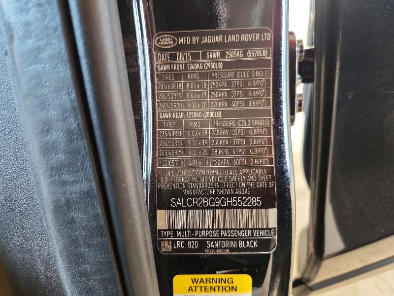 2016 Land Rover Discovery — VIN SALCR2BG9GH552285, şəkil 14