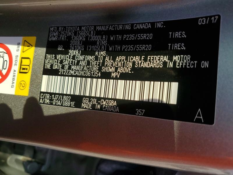2017 Lexus RX — VIN 2T2ZZMCA0HC061354, şəkil 14