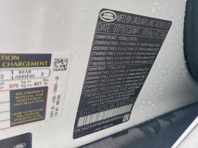 2020 Land Rover Range Rover — VIN SALWR2SU8LA882294, şəkil 12