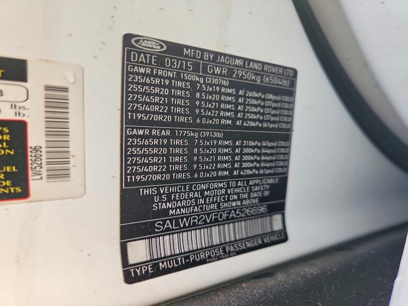 SALWR2VF0FA526696 2015 Land Rover Range Rover photo no. 13