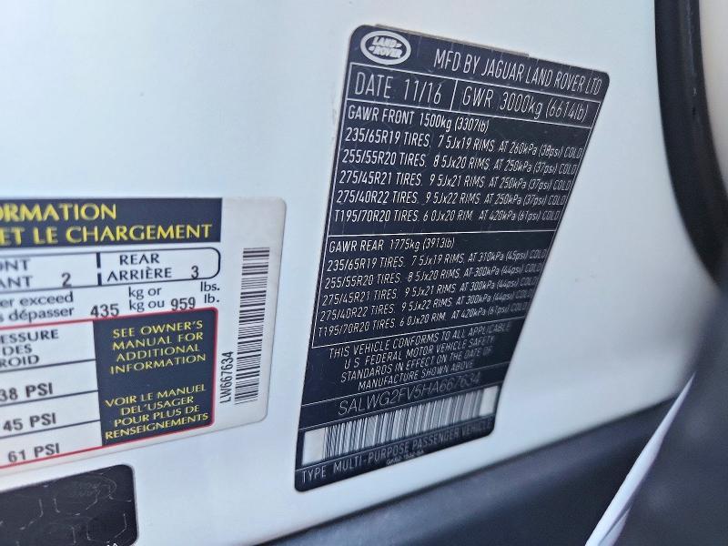2017 Land Rover Range Rover — VIN SALWG2FV5HA667634, şəkil 13