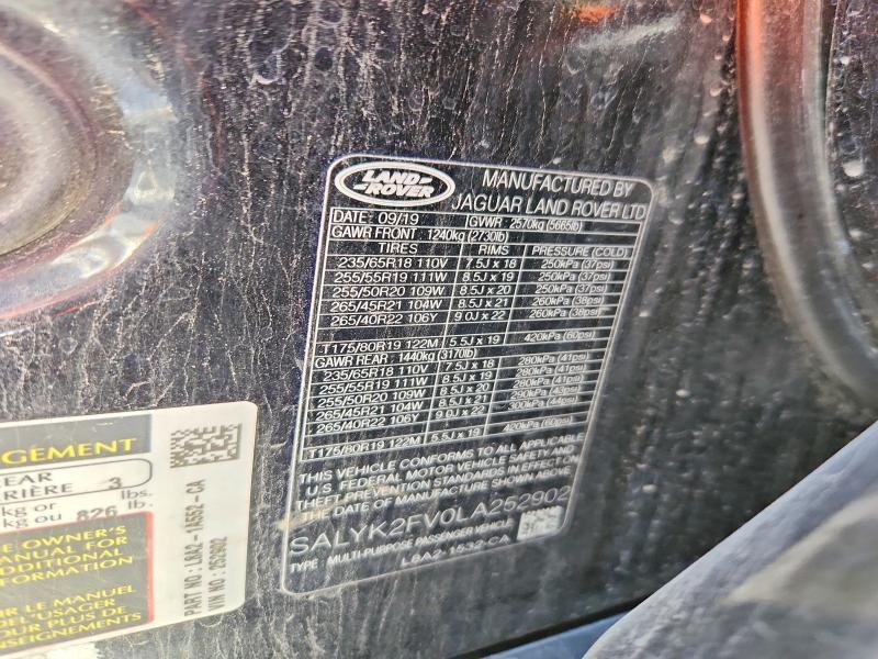 2020 Land Rover Range Rover — VIN SALYK2FV0LA252902, şəkil 13