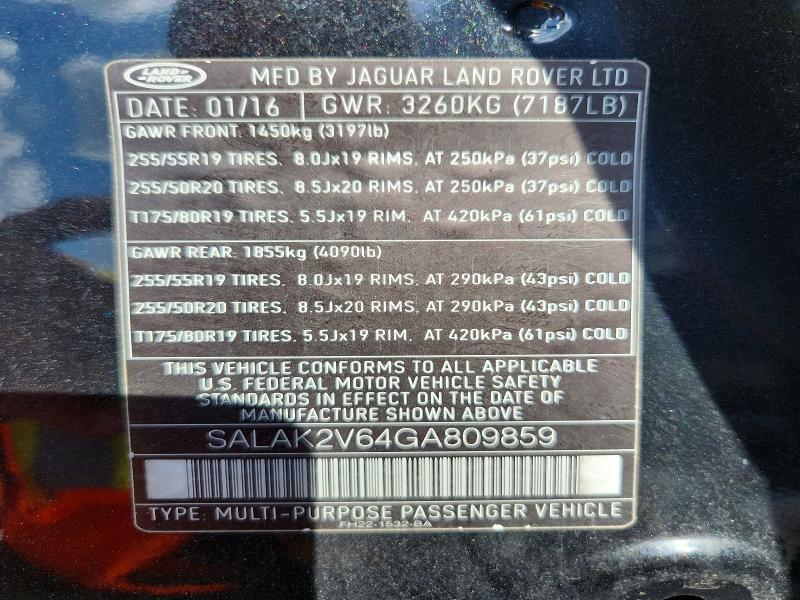 2016 Land Rover LR4 — VIN SALAK2V64GA809859, şəkil 14