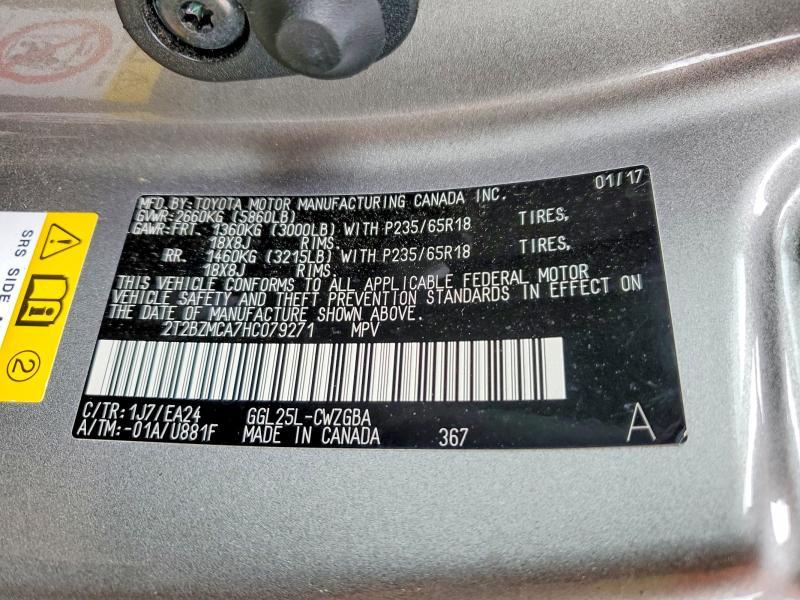 2017 Lexus RX — VIN 2T2BZMCA7HC079271, şəkil 13