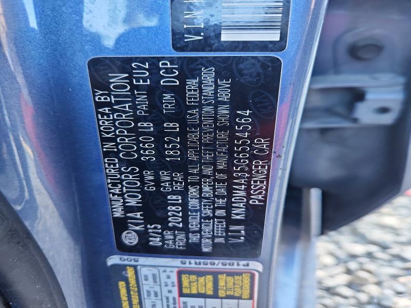 2016 KIA Rio — VIN KNADM4A35G6554564, şəkil 13