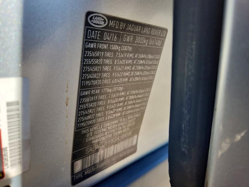 SALWG2PF5GA589698 2016 Land Rover Range Rover photo no. 13