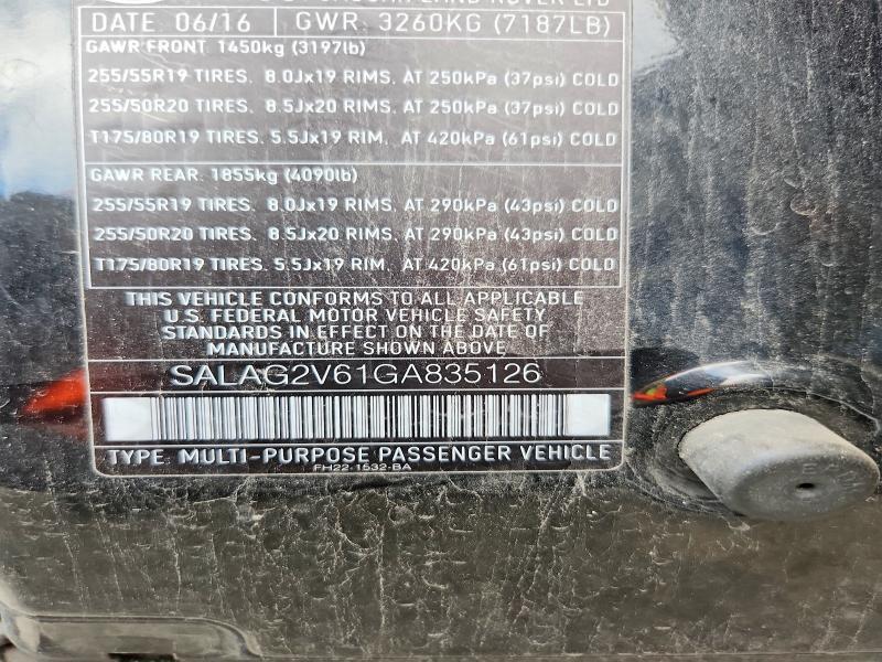 2016 Land Rover LR4 — VIN SALAG2V61GA835126, şəkil 14