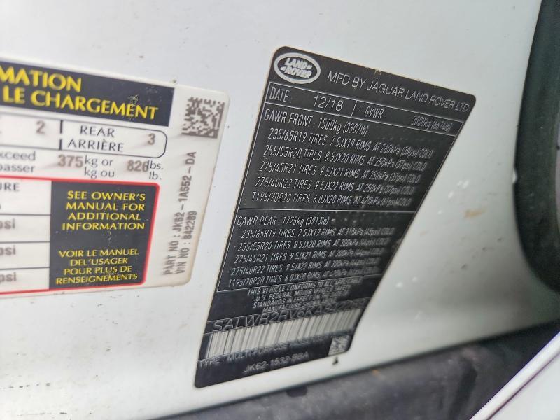 SALWR2RV6KA842289 2019 Land Rover Range Rover photo no. 14