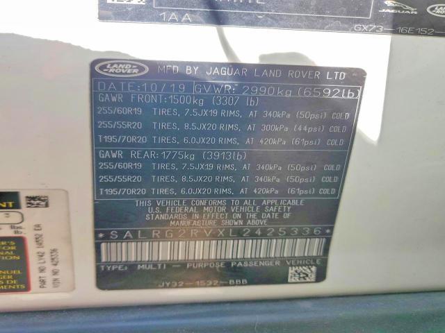 2020 Land Rover Discovery — VIN SALRG2RVXL2425336, şəkil 13