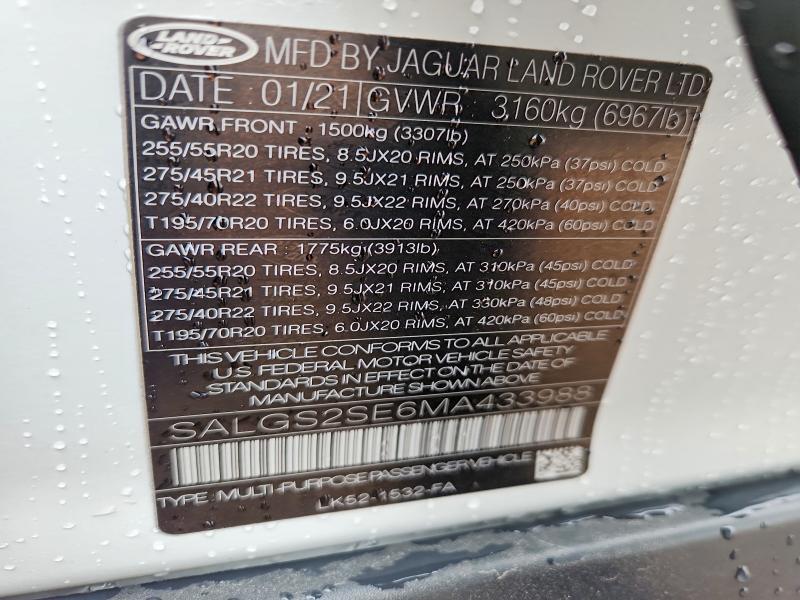 2021 Land Rover Range Rover — VIN SALGS2SE6MA433988, şəkil 13