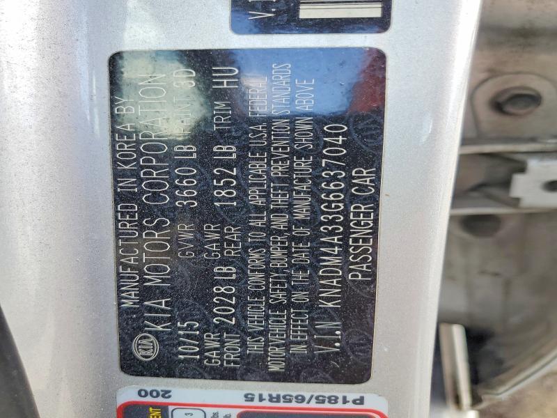 2016 KIA Rio — VIN KNADM4A33G6637040, şəkil 12