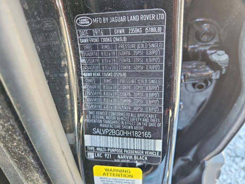 2017 Land Rover Range Rover — VIN SALVP2BG0HH182165, şəkil 13