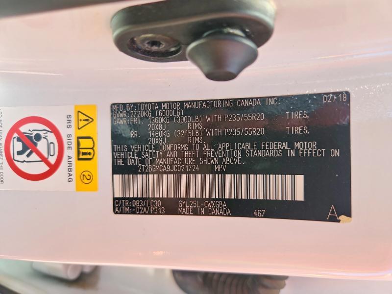 2018 Lexus RX — VIN 2T2BGMCA9JC021724, şəkil 14