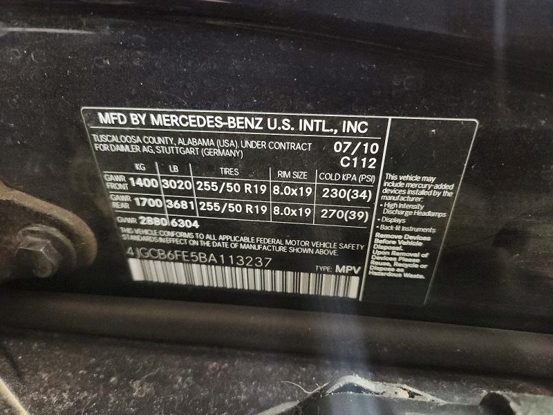 4JGCB6FE5BA113237 2011 Mercedes-Benz R-Class photo no. 13