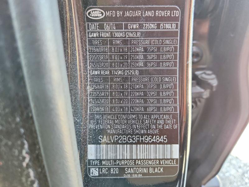 SALVP2BG3FH964845 2015 Land Rover Range Rover photo no. 13