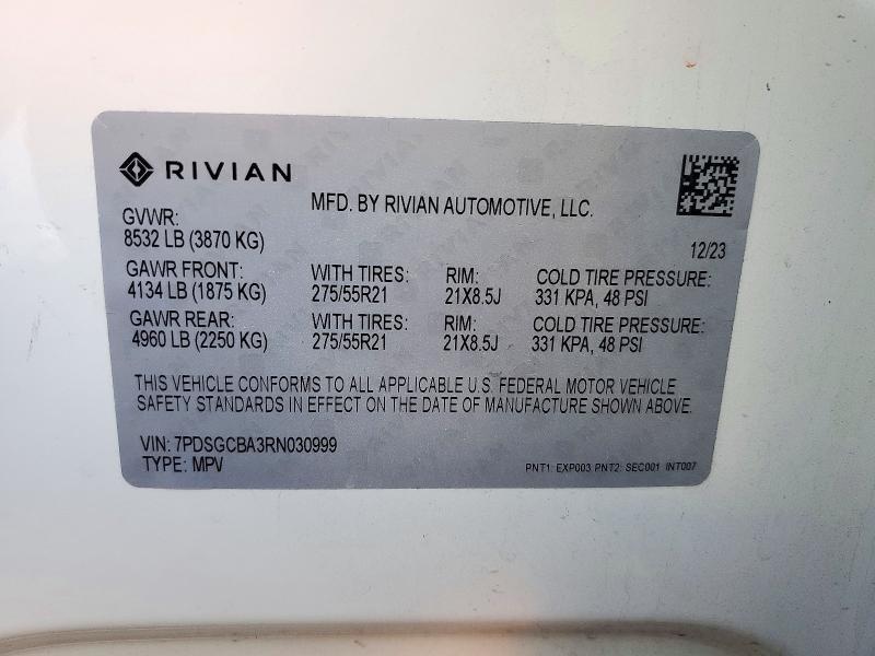 2024 Rivian R1S — VIN 7PDSGCBA3RN030999, şəkil 14