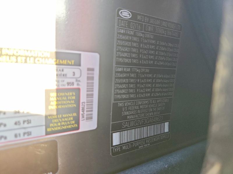 2016 Land Rover Range Rover — VIN SALWG2VF3GA648623, şəkil 14