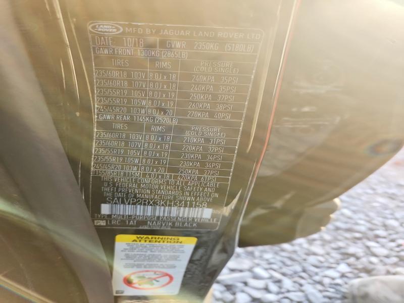 2019 Land Rover Range Rover — VIN SALVP2RX3KH341158, şəkil 13