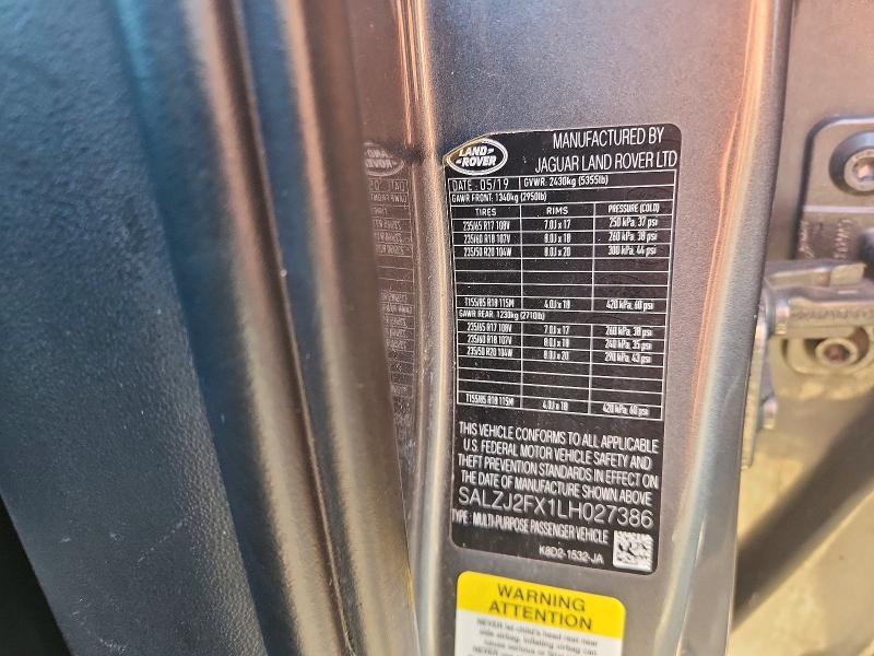 2020 Land Rover Range Rover — VIN SALZJ2FX1LH027386, şəkil 12