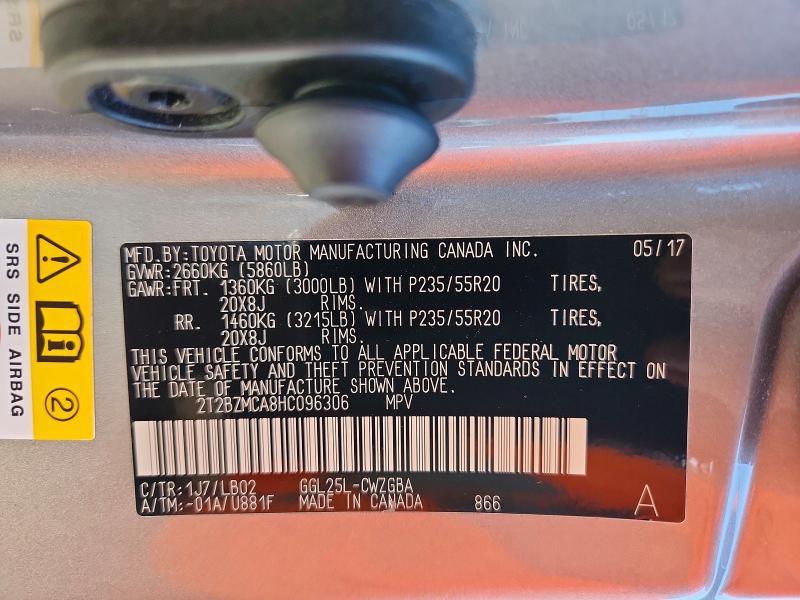 2017 Lexus RX — VIN 2T2BZMCA8HC096306, şəkil 13