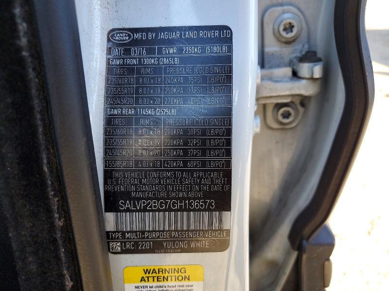 2016 Land Rover Range Rover — VIN SALVP2BG7GH136573, şəkil 13
