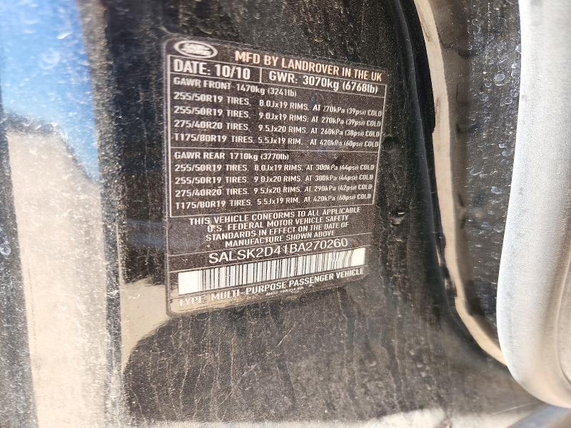 SALSK2D41BA270260 2011 Land Rover Range Rover photo no. 12
