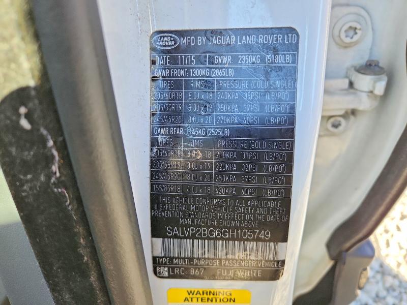 2016 Land Rover Range Rover — VIN SALVP2BG6GH105749, фото 13