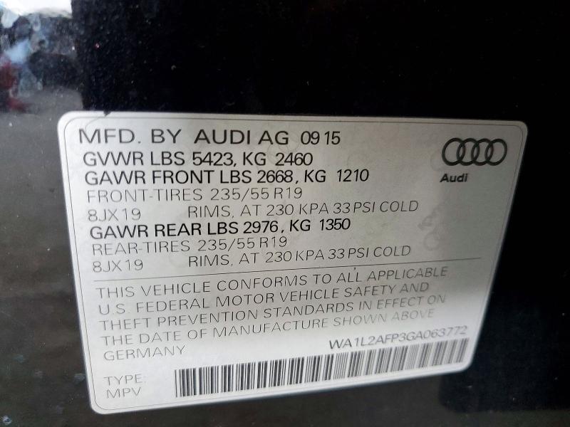 2016 Audi Q5 — VIN WA1L2AFP3GA063772, şəkil 12