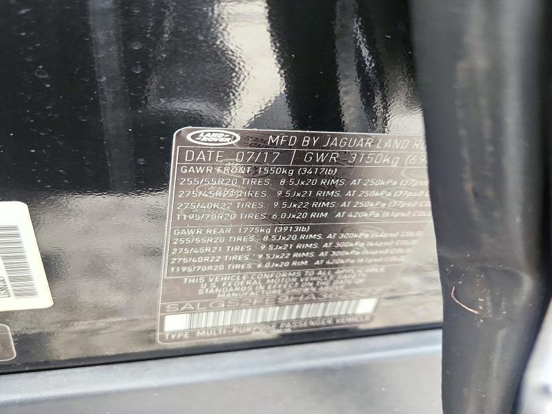 2017 Land Rover Range Rover — VIN SALGS2FE9HA362527, şəkil 13