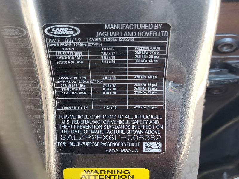 2020 Land Rover Range Rover — VIN SALZP2FX6LH005382, şəkil 13