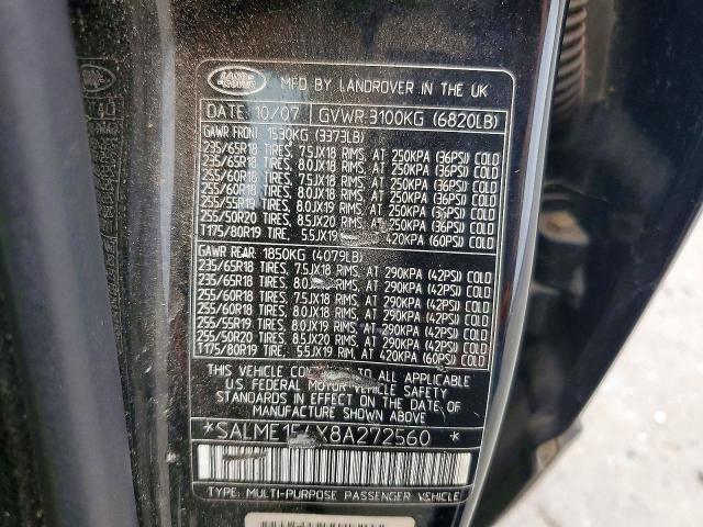 SALME154X8A272560 2008 Land Rover Range Rover photo no. 13