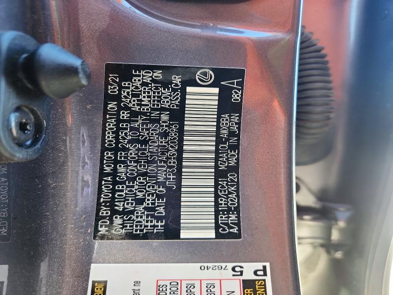 2021 Lexus UX — VIN JTHP3JBH3M2038961, şəkil 13