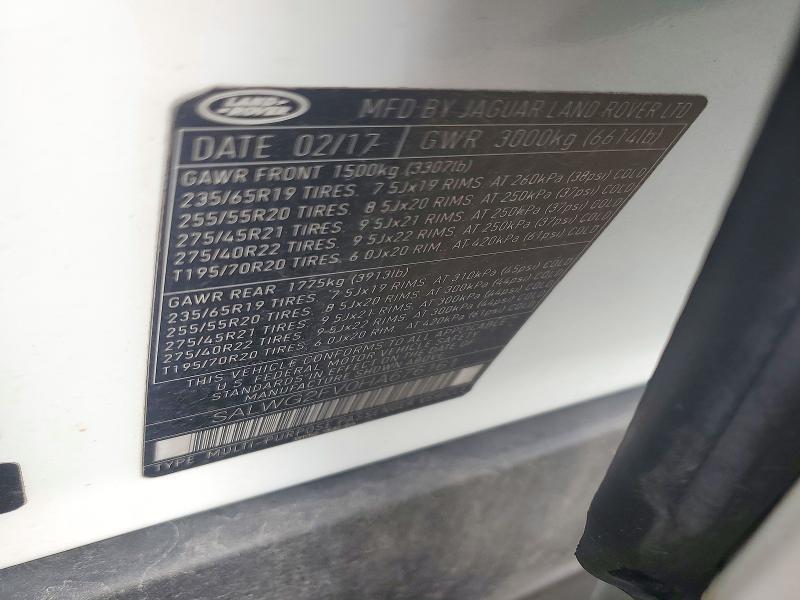 2017 Land Rover Range Rover — VIN SALWG2FV0HA676161, şəkil 13