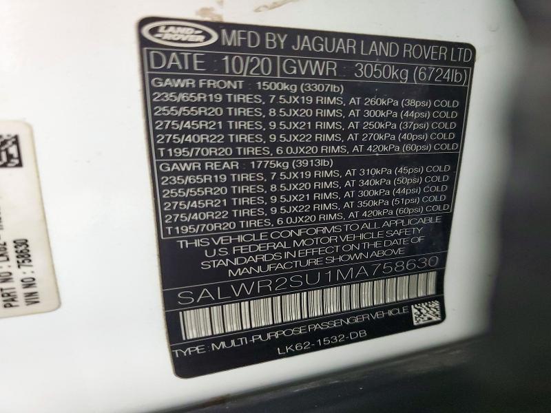 2021 Land Rover Range Rover — VIN SALWR2SU1MA758630, şəkil 14