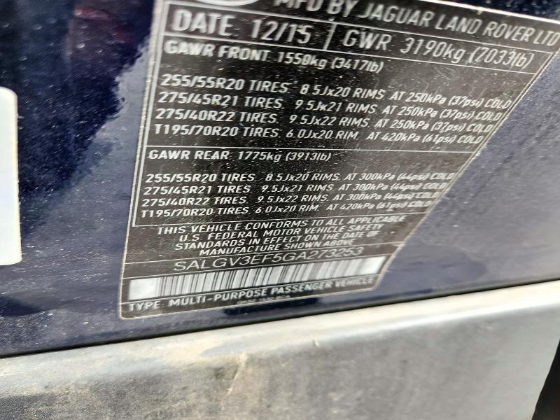 2016 Land Rover Range Rover — VIN SALGV3EF5GA273253, şəkil 14