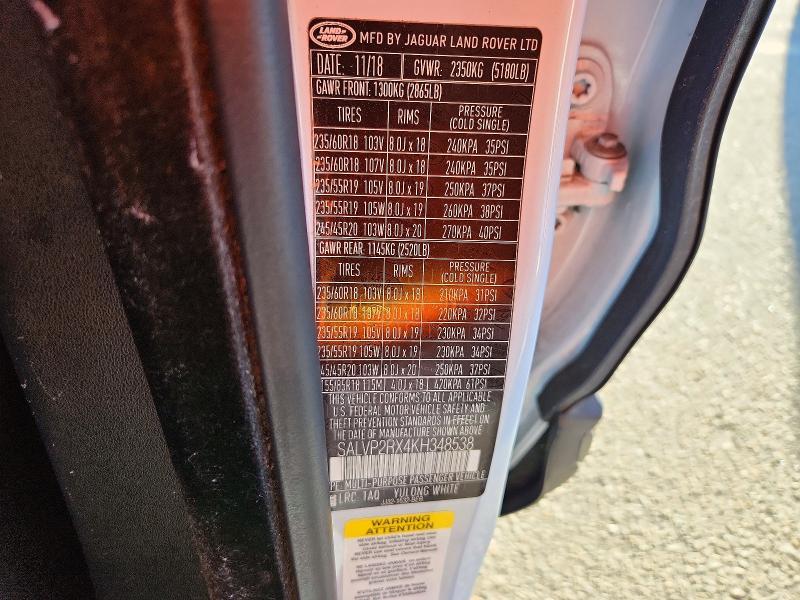 2019 Land Rover Range Rover — VIN SALVP2RX4KH348538, şəkil 13