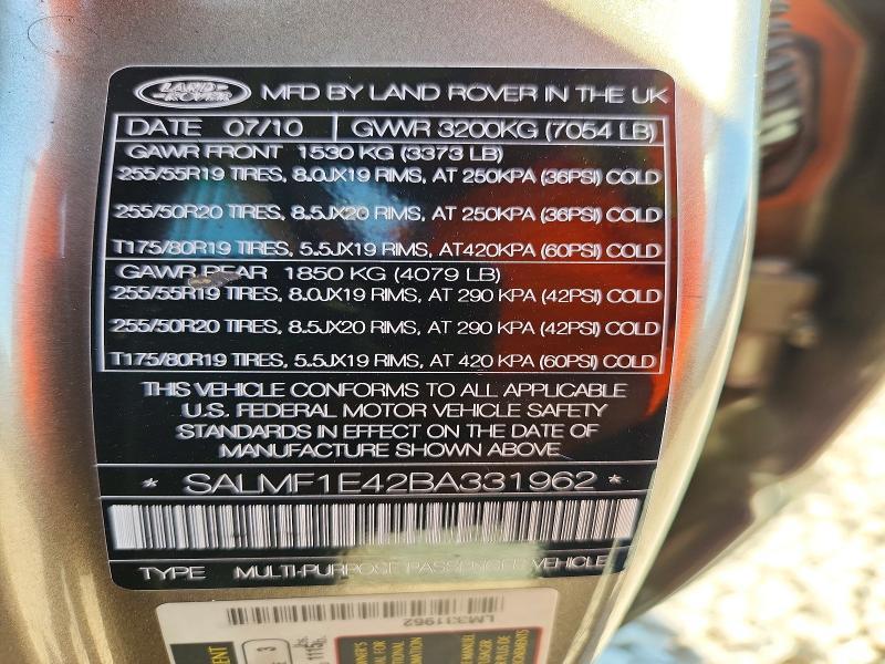 SALMF1E42BA331962 2011 Land Rover Range Rover photo no. 13