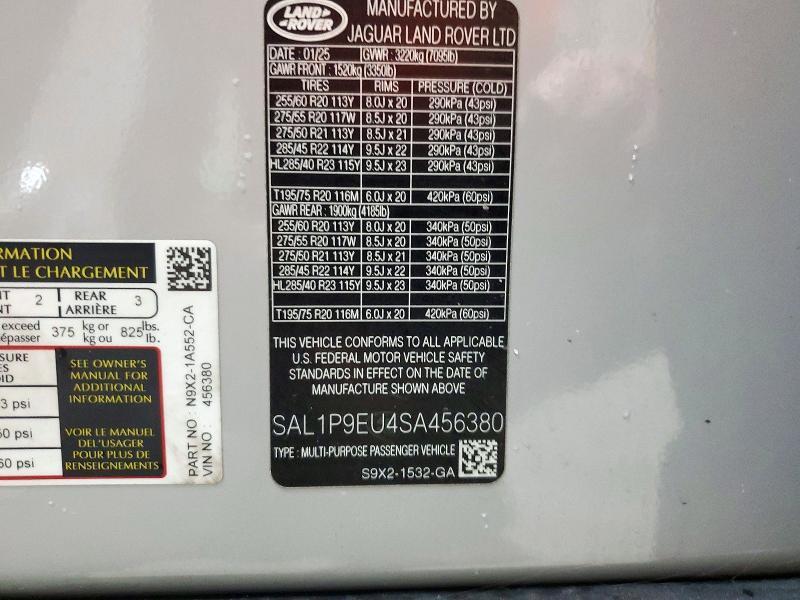 2025 Land Rover Range Rover — VIN SAL1P9EU4SA456380, şəkil 13