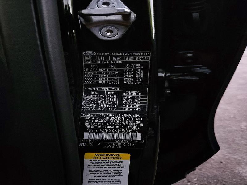 2019 Land Rover Discovery — VIN SALCR2FX4KH800509, şəkil 13