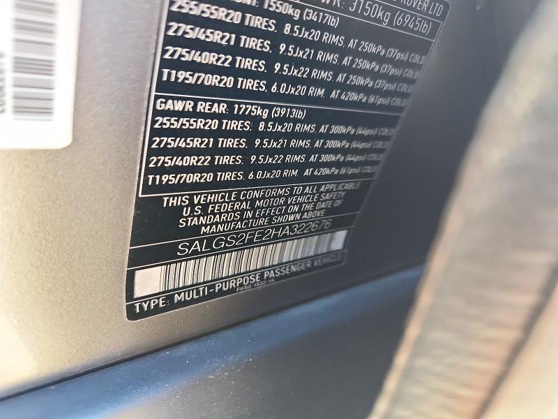 2017 Land Rover Range Rover — VIN SALGS2FE2HA322676, şəkil 13