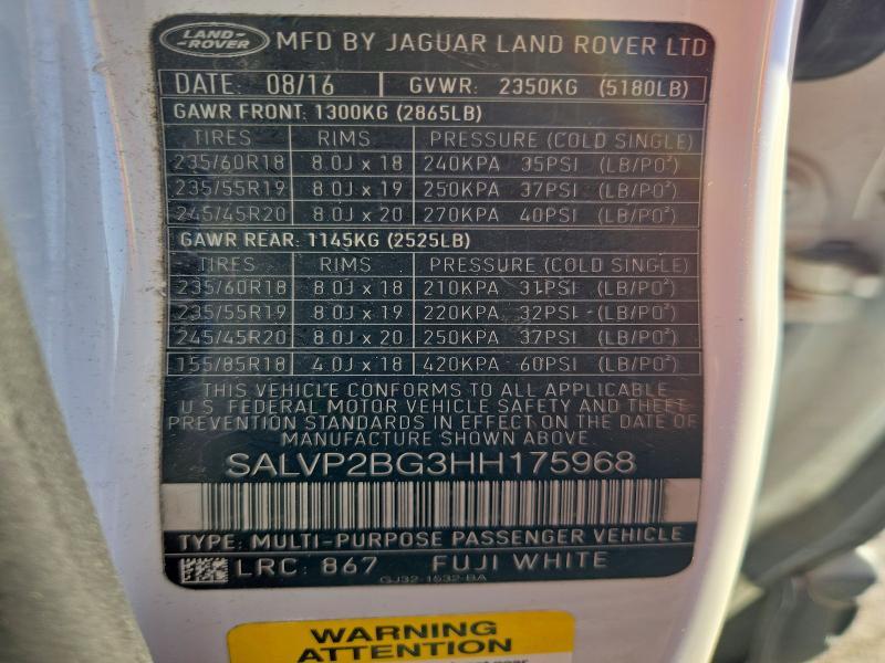 2017 Land Rover Range Rover — VIN SALVP2BG3HH175968, фото 13
