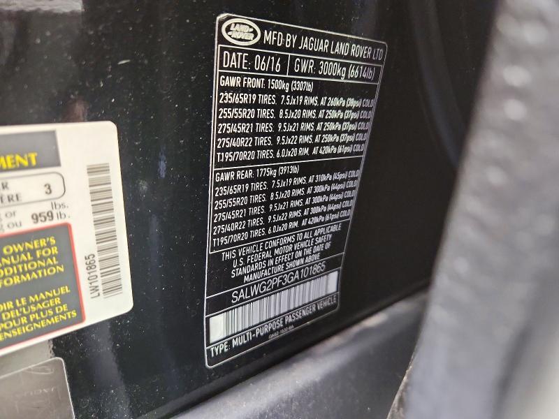 2016 Land Rover Range Rover — VIN SALWG2PF3GA101865, şəkil 13