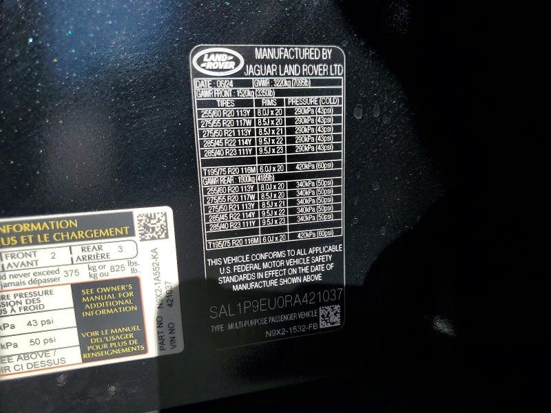 2024 Land Rover Range Rover — VIN SAL1P9EU0RA421037, şəkil 13