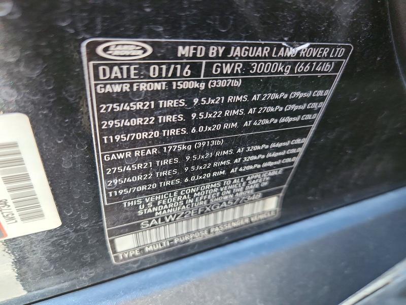2016 Land Rover Range Rover — VIN SALWZ2EFXGA577348, şəkil 13