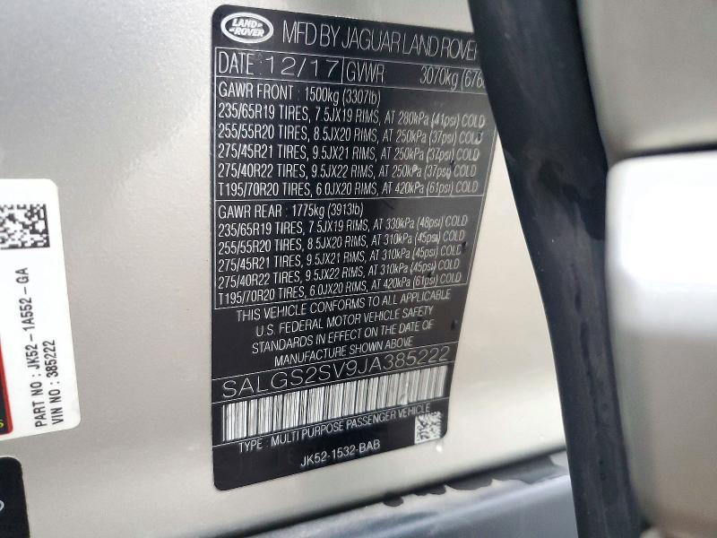 2018 Land Rover Range Rover — VIN SALGS2SV9JA385222, şəkil 13