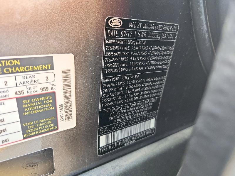2017 Land Rover Range Rover — VIN SALWV2FV0HA171436, şəkil 14